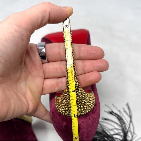 NEW Christian Louboutin Hot Chick Kiss Swarovski Crystal Velvet Pointed Toe Heel - Picture 14 of 16